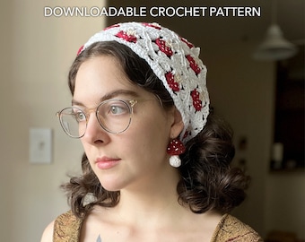 Mushroom Bandana | Downloadable Intermediate Crochet Pattern | Digital Download