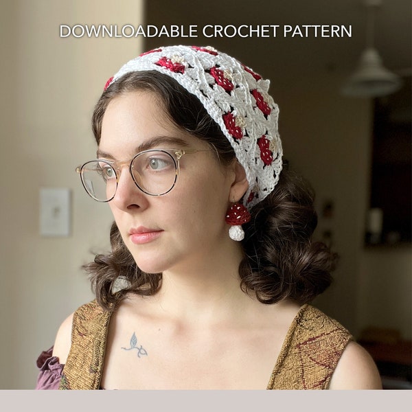 Mushroom Bandana | Downloadable Intermediate Crochet Pattern | Digital Download