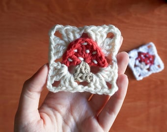 Mushroom Granny Square & Diamond | Downloadable Crochet Pattern | Digital Download