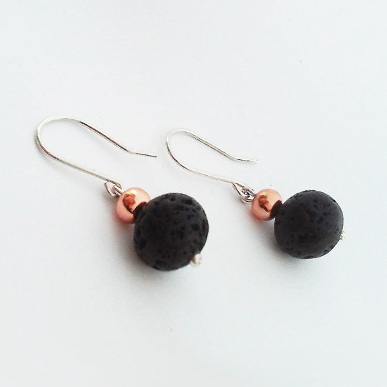 Lava Silver & Copper Drop Earrings Handmade Icelandic Lava Etsy