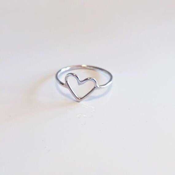 Open Heart Ring Cute Heart Ring Simple 925 Sterling Silver | Etsy
