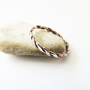 Silver & Copper Twist Ring - Mixed Metal - Rope Ring - Stacking Rings - Twist Ring - 925 Sterling Silver Twisted with Copper