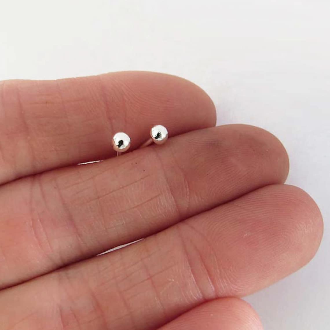 Tiny 4mm Dot Stud Earrings Solid Sterling Silver Earrings Etsy