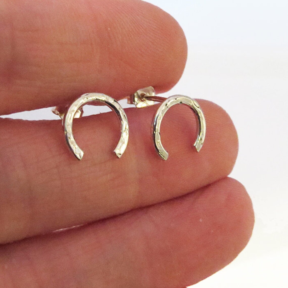 Horseshoe Stud Earrings Minimalist Lucky Horseshoe Stud Etsy UK
