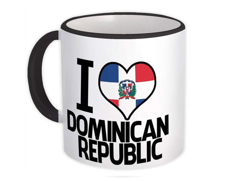 I Love Dominican Republic Mug Flag Heart Country Crest Gift Etsy