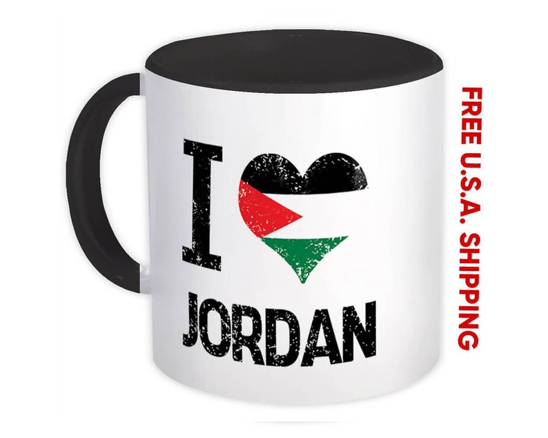 I Love Jordan Mug Heart Flag Country Crest Gift Jordanian Etsy