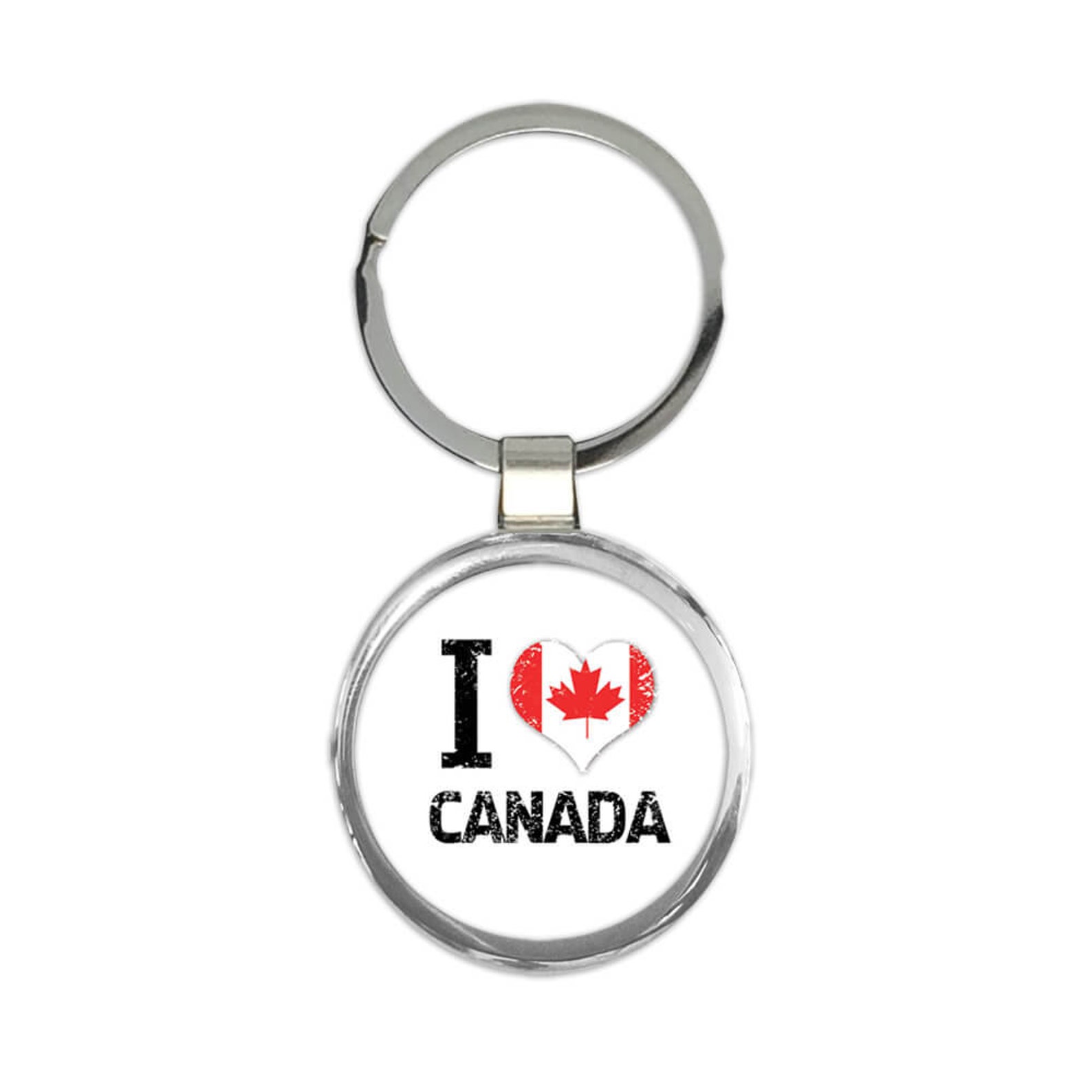 I Love Canada Keychain Heart Flag Country Crest Gift Etsy