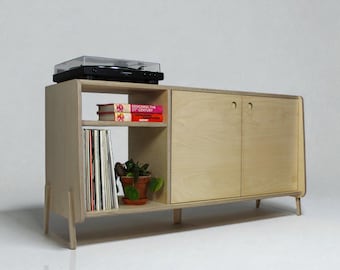SHINJUKU - Record Vinyl Cabinet & Turntable Stand, Record Player Stand With Doors