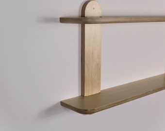 Double Shelf - Wooden Display Shelf - Photo Ledge - Plywood Wall Unit - Custom Sizes/ Colours