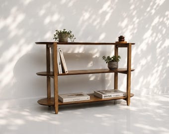 Japandi Modern Shelving Unit, Three Tier Plywood Bookshelf, Customisable Modular Shelves - NARA
