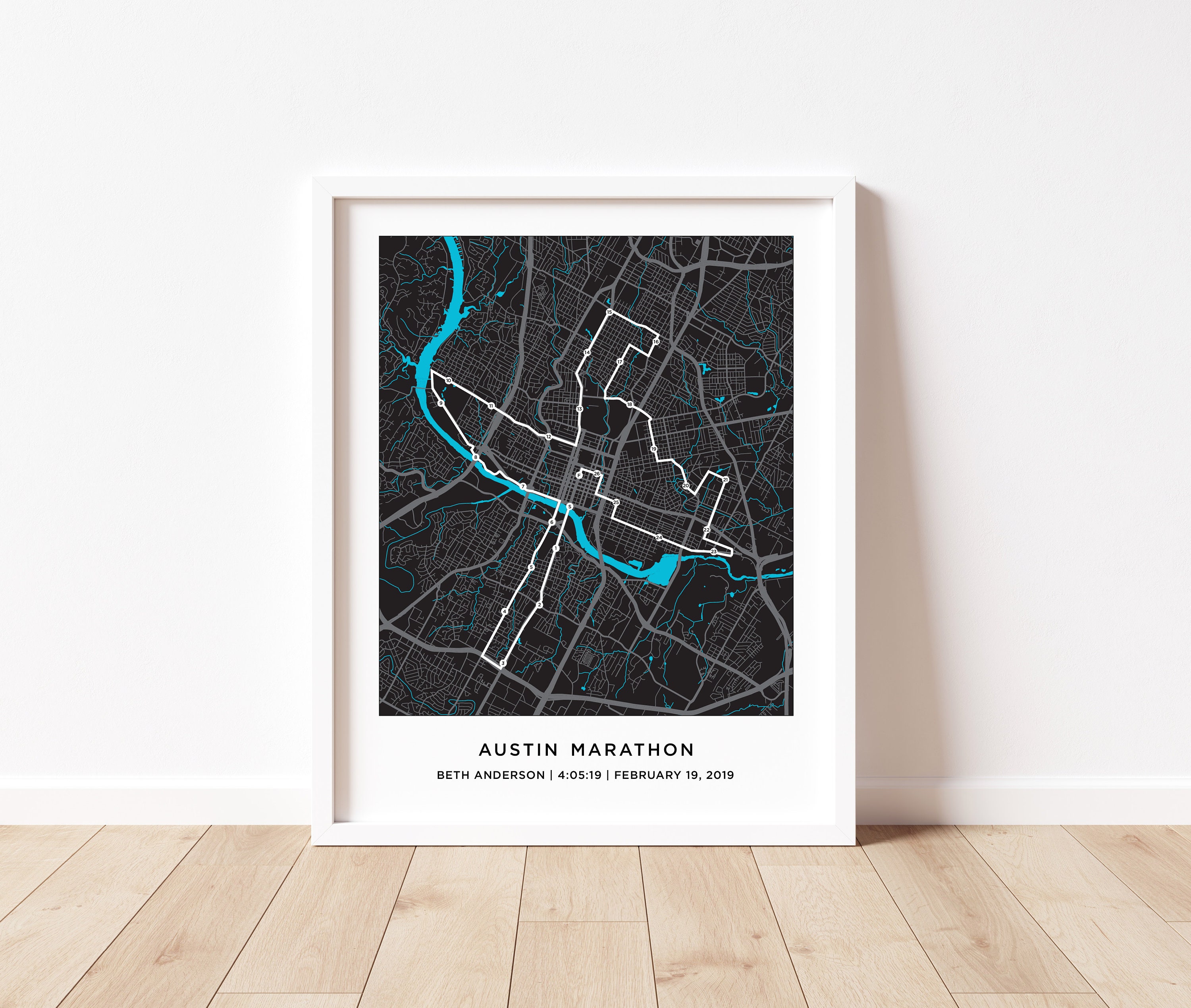 Austin Marathon Course Map / Personalized Austin Marathon | Etsy
