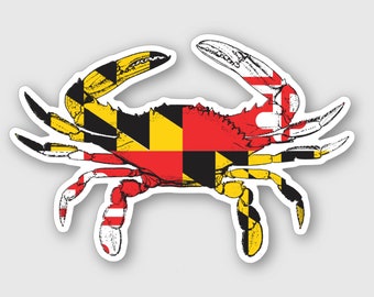 Maryland Flag Crab Sticker/Magnet- Maryland Blue Crab - Crab Sticker -  laptop sticker - car decal - VSCO sticker