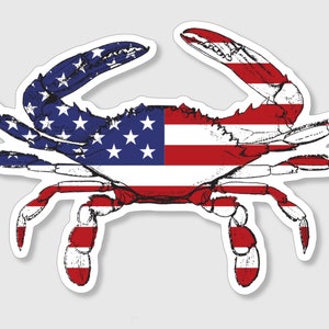 US Flag Crab Sticker/Magnet- Maryland Blue Crab - Crab Sticker -  laptop sticker - car decal - VSCO sticker