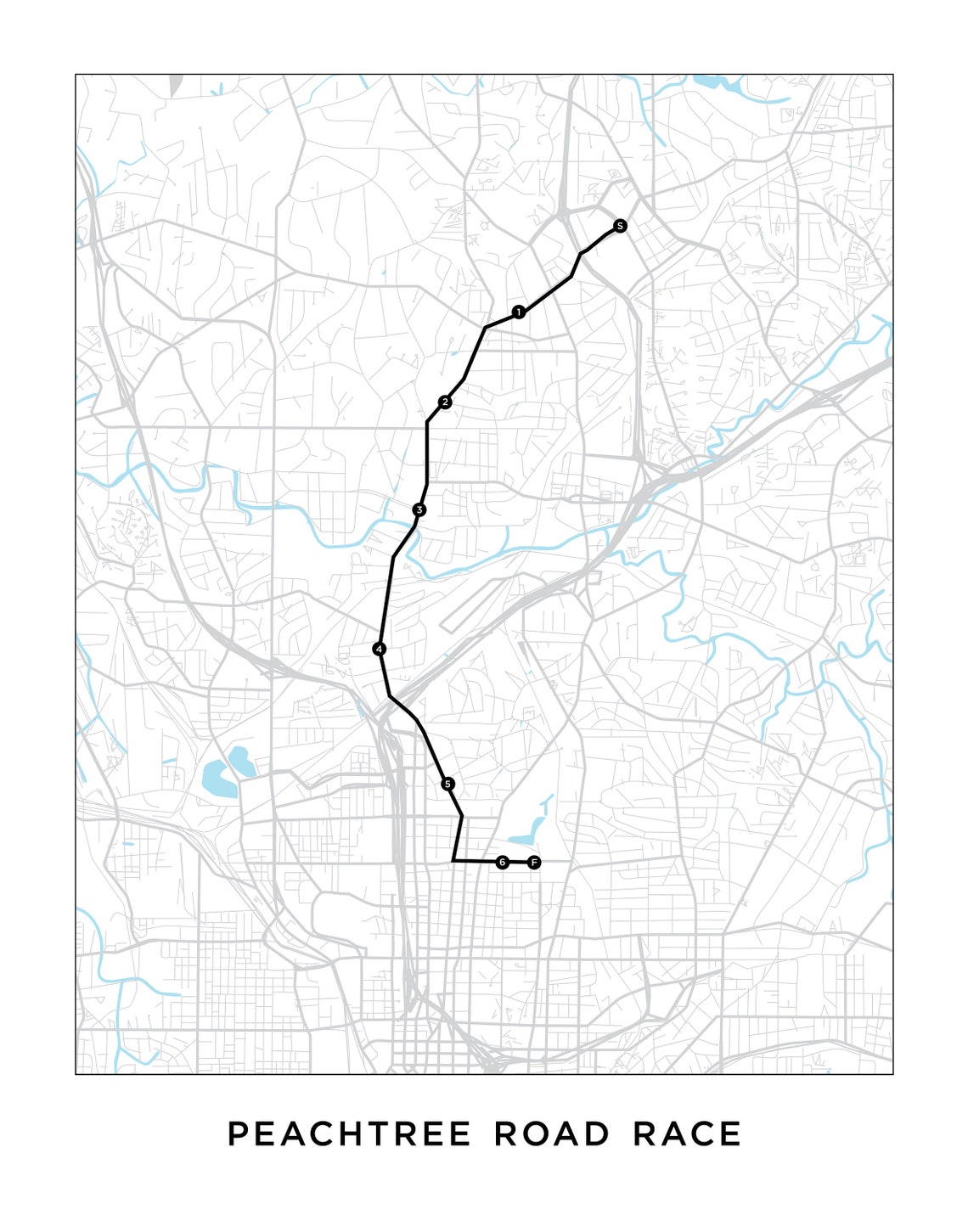 Peachtree 10K Atlanta Kurs Karte Personalisierte Peachtree Etsy