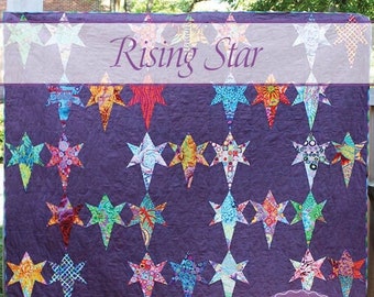 Rising Star Digital Quilt Foundation Paper Piece Pattern, with Bonus Layout