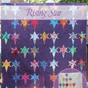 Rising Star Digital Quilt Foundation Paper Piece Pattern, with Bonus Layout