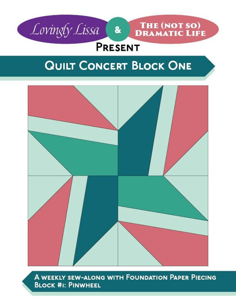 Quilt Concert 2023 Twinkle Twinkle Block One, Pinwheel. PDF Download, Digital file image 1