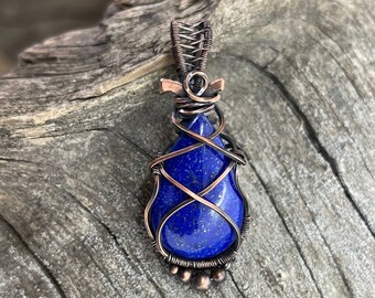 Pendant For Gifts Big Stone - Sterling Silver Pendant -Handmade Pendant- Wired Wrapped Pendant 5 Lapis Lazuli Pendant- Healing Pendant