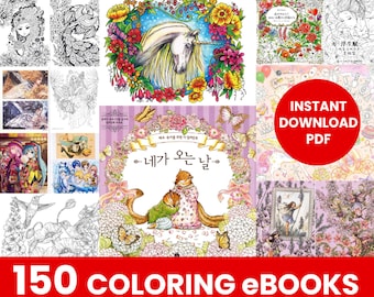 150 Coloring Books BUNDLE for adults, Anime, Fairy Tale,,Fantasy, Magical, Floral, Mandala,  Coloring Pages Bundle, Instant Download PDF