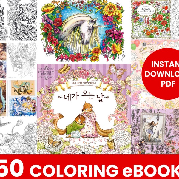 150 Coloring Books BUNDLE for adults, Anime, Fairy Tale,,Fantasy, Magical, Floral, Mandala,  Coloring Pages Bundle, Instant Download PDF