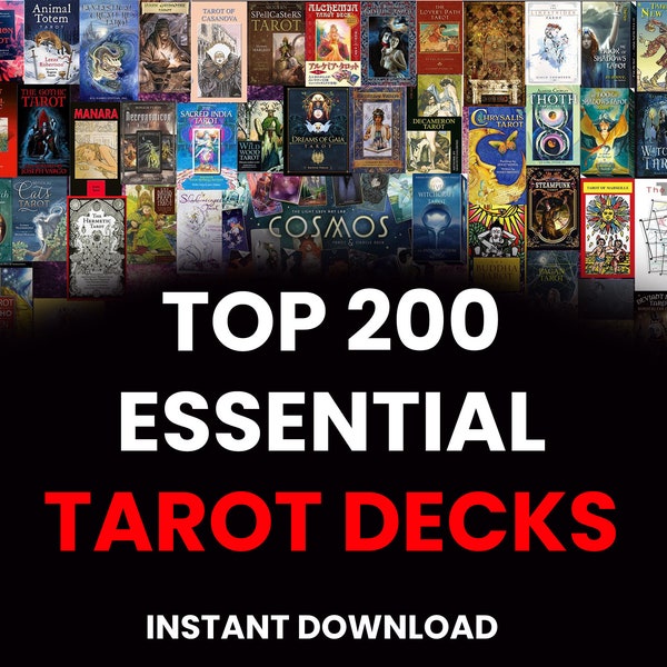 200 Tarot Deck Bundle, Printable Tarot Journal Stickers, Full Tarot Decks, Printable Witchcraft Tarot Cards, INSTANT DIGITAL DOWNLOAD