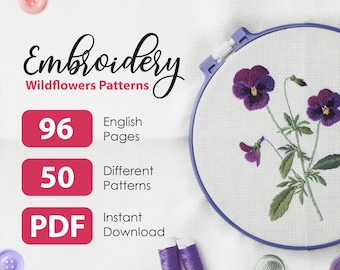 Florales Stickmuster. Anfänger Stickerei. PDF Stickmuster. Blumen Stickmuster. Wildblumen Stickerei INSTANT DOWNLOAD