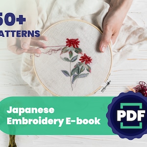 Wildflower Embroidery Japanese ebook, Beginner Embroidery, PDF embroidery pattern, Floral Embroidery pattern, botanical pattern PDF