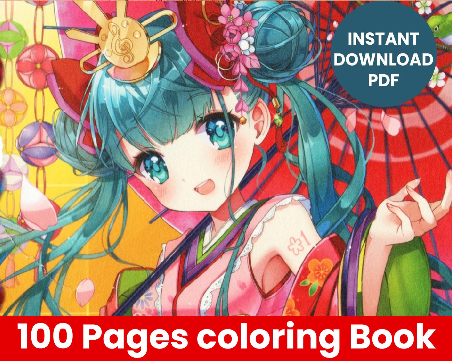 100 Anime Girl Coloring Book: 100 Beautiful Anime Character Coloring Book  with Cute And Adorable Anime Characters For Stress Relief and Relaxation