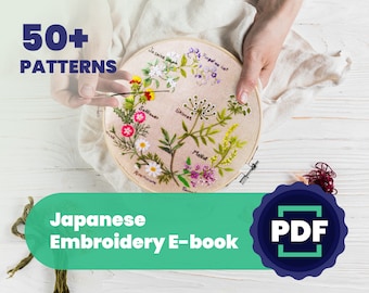 Wildkräuter Stickmuster, japanisches ebook, Stickmuster für Anfänger, PDF Stickmuster, Blumen Stickmuster, Sofort download pdf