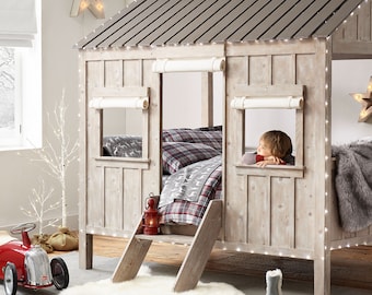 Twin Size Cabin Loft Bed Pläne, Montessori Bett Plan, Kid's Cabin Bed Tutorial, Twin Size Bettrahmen Bauanleitungen, Sofortiger Download PDF