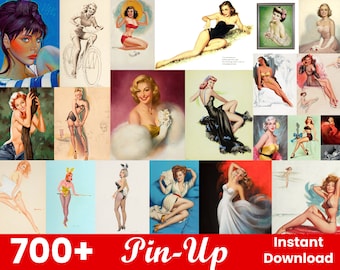 700 PIN-UP Illustrations/Picture Poster Art Clipart Clip/Cartoon/Pinup Pin up/Sexy/Vintage Antique Retro/Instant Download