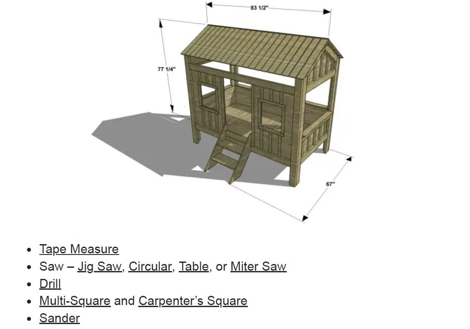 Twin Sized Cabin Loft Bed Plans Montessori Bed Plan Etsy