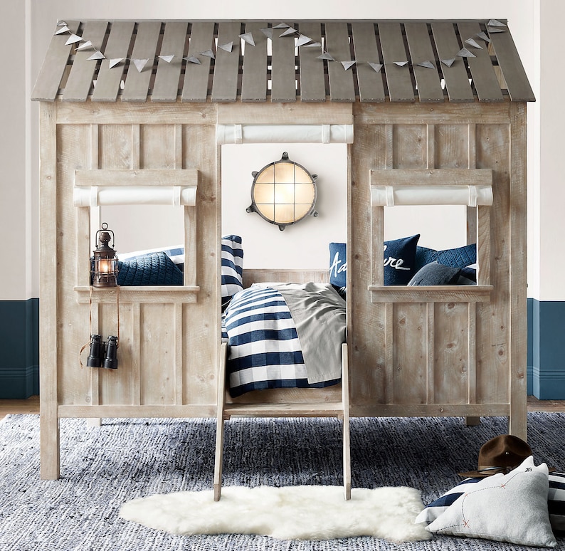 Twin Sized Cabin Loft Bed Plans Montessori Bed Plan Etsy