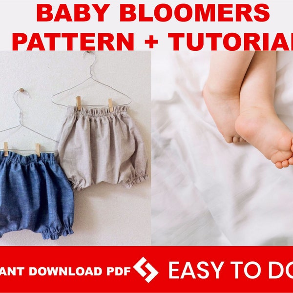 Baby Bloomers Sewing Pattern , Baby Diaper Cover Pattern , Bloomers PDF Sewing Pattern, Baby pattern pdf, Baby sewing Instant download