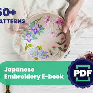 Floral embroidery patterns, Japanese ebook, botanical Embroidery, PDF embroidery pattern, Embroidery projects, Instant download pdf