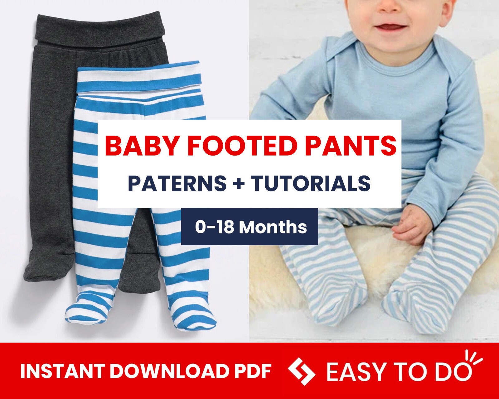 Baby footed pants pattern PDF baby sewing patterns pdf baby Etsy France