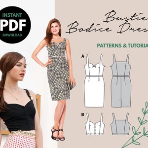 Bustier pattern, bustier top sewing pattern PDF, bodice pattern, bustier sewing pattern, Corset pattern, Soft cup bustier bodice, PDF