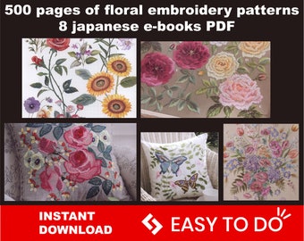 Roses embroidery patterns, Lily and orchid Flowers embroidery, japanese embroidery book, ebook, floral embroidery PDF - instant download