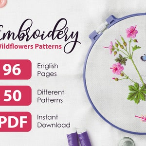 Wildflower bouquet Embroidery PDF, DIY embroidery, DIY home decor, embroidery patterns , flower embroidery, floral embroidery patterns