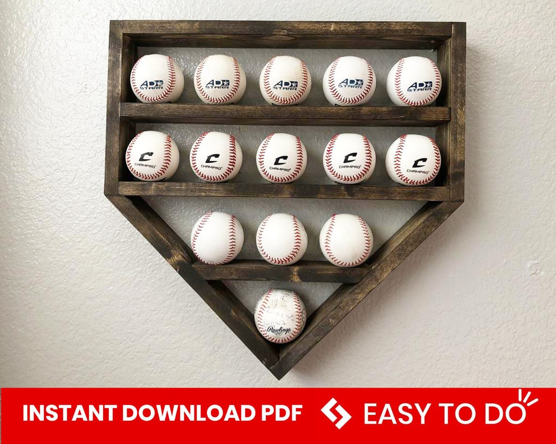 14 Baseball Display Case Plan, Holder Rack Plan, DIY Baseball Frame Plan, Instant