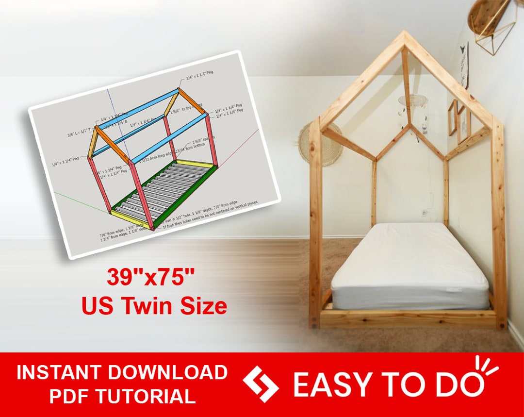 Montessori Bed Twin Bed Plan Toddler Bed House Bed Frame Etsy