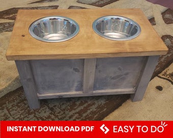 Plan de bol pour chien surélevé, plan de mangeoire pour chien, mangeoire pour animaux de compagnie, bol pour chien Stant, support de chien bricolage, téléchargement immédiat