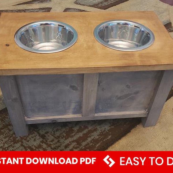 Raised Dog Bowl Plan, Dog Feeder Plan, Pet Feeder, Dog Bowl Stant, DIY Dog stand , Instant Download