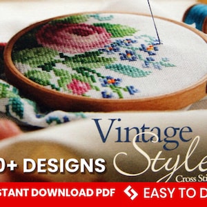 Vintage style cross stitch english ebook, Vintage embroidery ebook, Embroidery patterns , INSTANT DOWNLOAD PDF