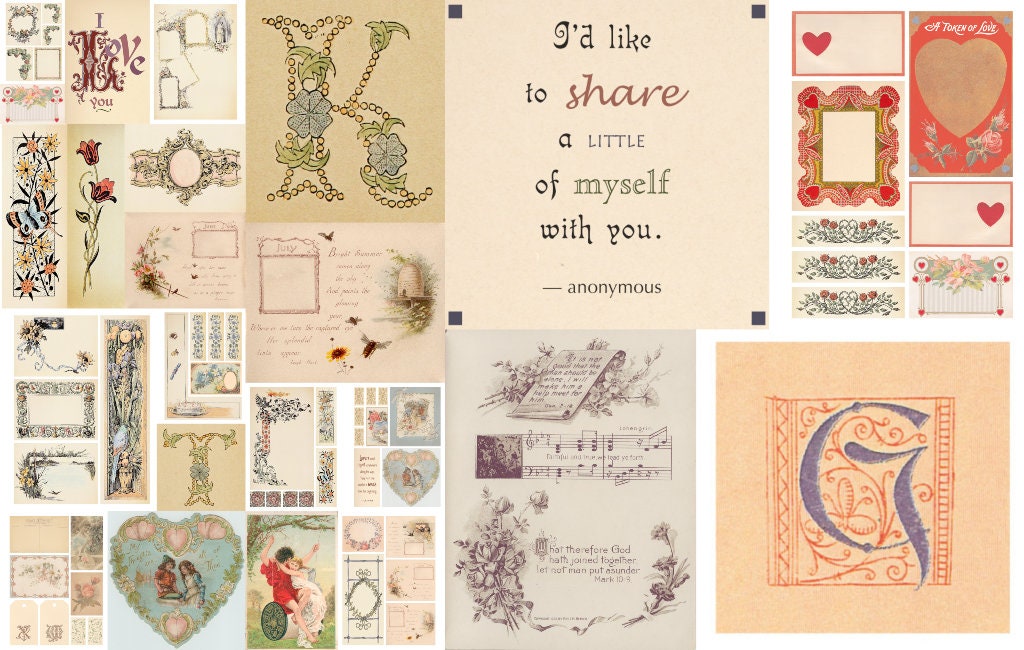 600 Vintage Printable Love Story Junk Journal Kit Wedding - Etsy