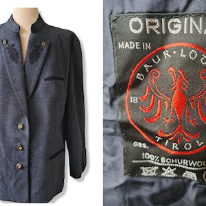 Vintage grey wool jacket mens Original Tyroler Loden Made in Austria blazer Boiled wool jacket