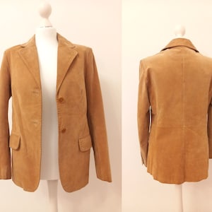 Vintage brown suede jacket women Genuine leather blazer by Avitano