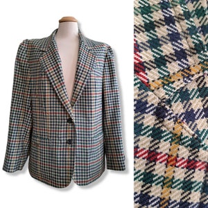 Vintage wool jacket Tartan blazer Preppy clothes Made in England