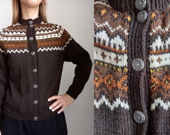 Suéter islandés de punto a mano Cardigan de lana escandinava Lopapeysa suéter mujer