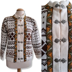 Vintage norwegian sweater Novelty cardigan Vintage scandinavian wool sweater